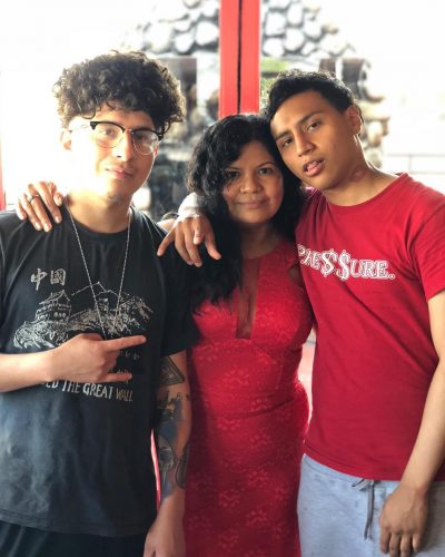 Runik with his mother and brother