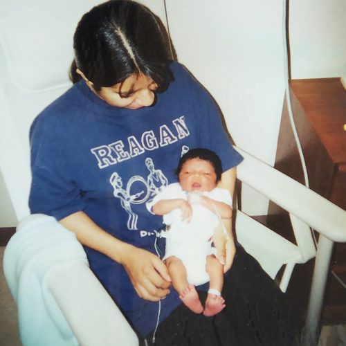 Baby Steezy with her mother