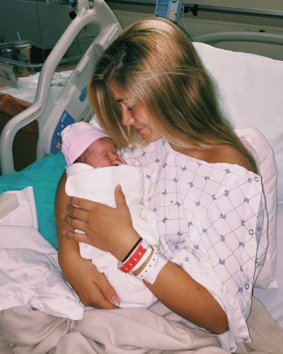 Yasmyn Switzer just after giving birth to Laela