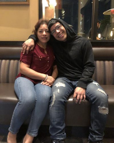 Sergio Mejia with his mother