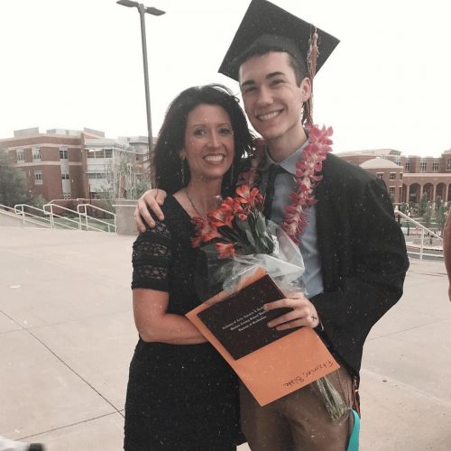 Blake Fitzmier with his mother at his graduation