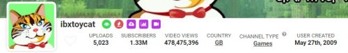 ibxtoycat's YouTube Stats