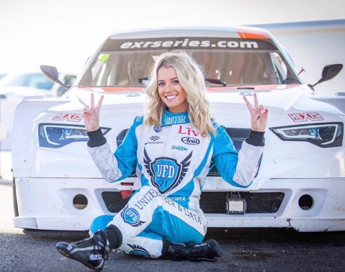 Lindsay Brewer with her racing car