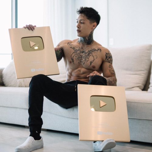 Chris Heria with his YouTube Play Buttons
