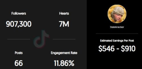 Staleckracker's estimated TikTok earning