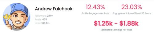 Andrew Falchook estimated Instagram earning