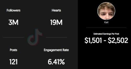 Karl Jacobs estimated TikTok earning