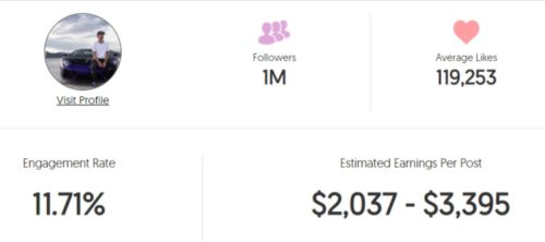 Stradman estimated Instagram earning