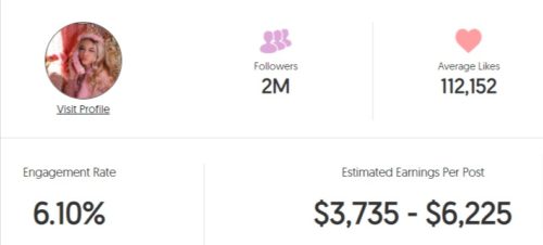 Coco Quinn's estimated Instagram earning