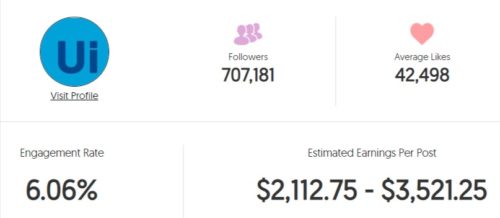 Matty's estimated Instagram earning