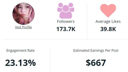 Tinakittens estimated Instagram earning