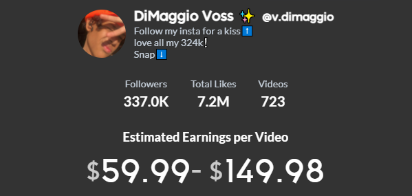 DiMaggio Voss TikTok earning