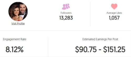Elena's estimated Instagram earning