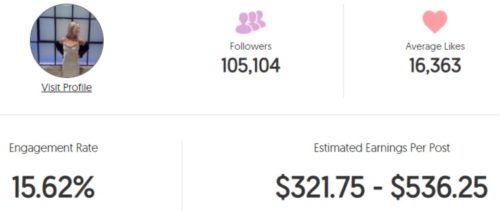 Rylee's estimated Instagram earning