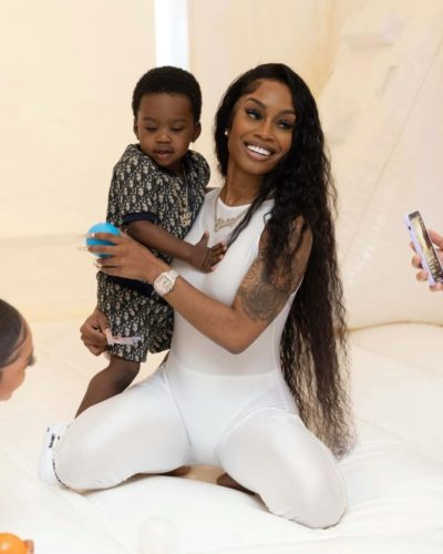 Crystal with her son