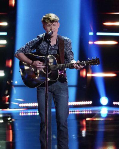 Carson Peters performing in the show The Voice