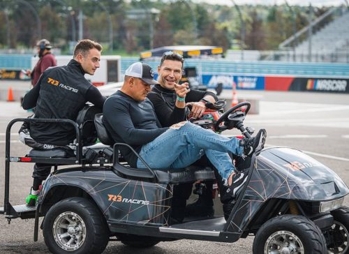 Martín Fuentes with his friends on the race track