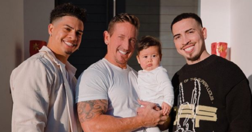 Landon McBroom with his father, brother and daughter