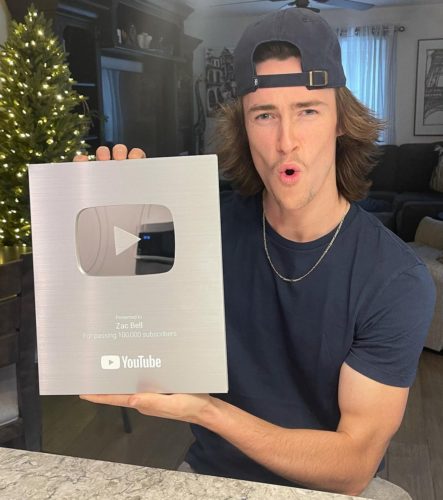 Zac with his silver play button