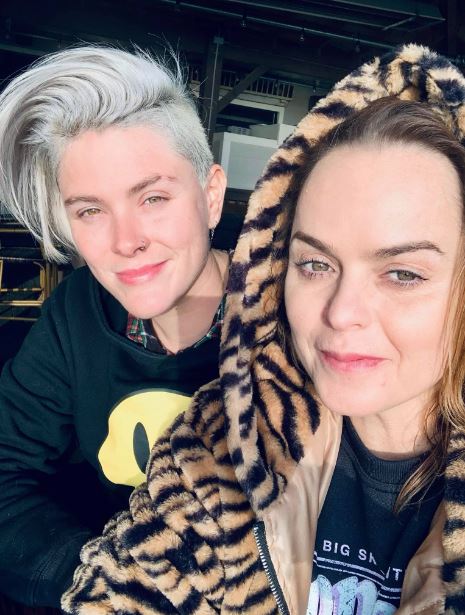 Anne Cline with her fiancé Taryn Manning