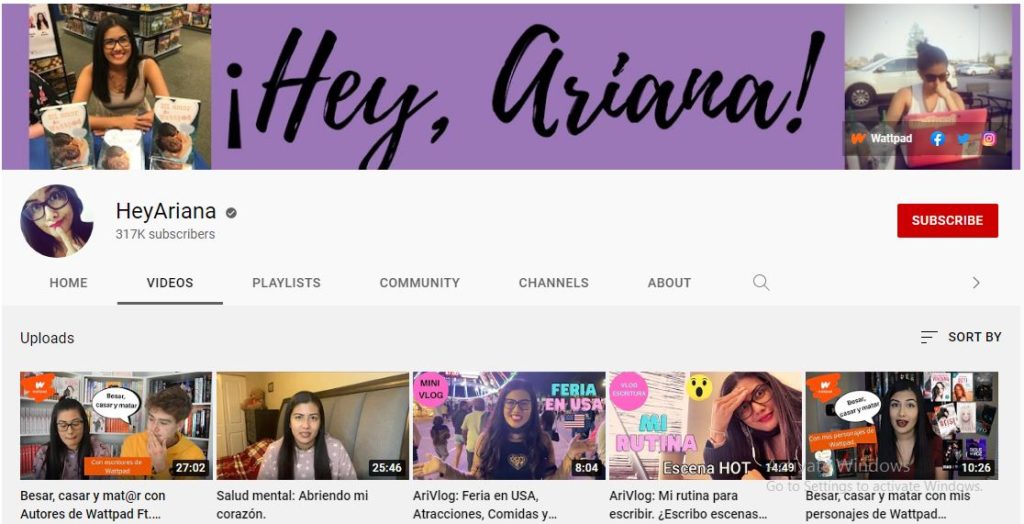 Ariana Godoy Youtube channel
