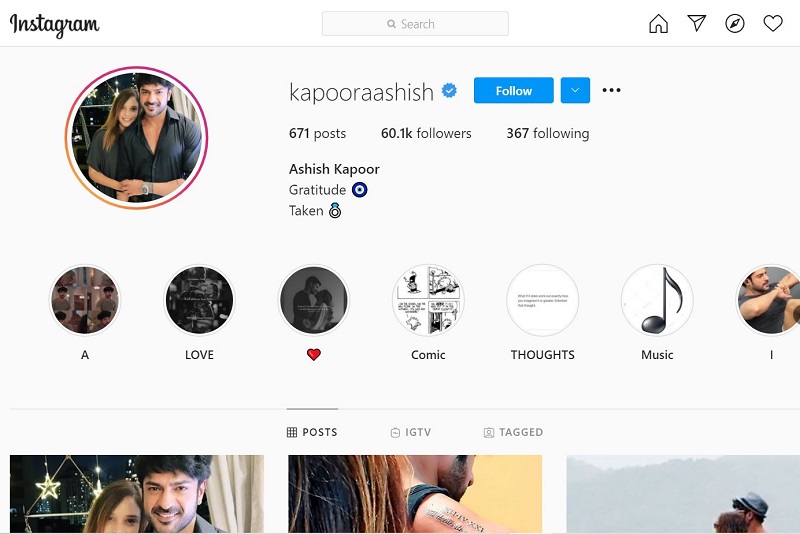Ashish Kapoor Instagram account