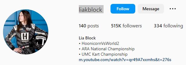 Block's Instagram account