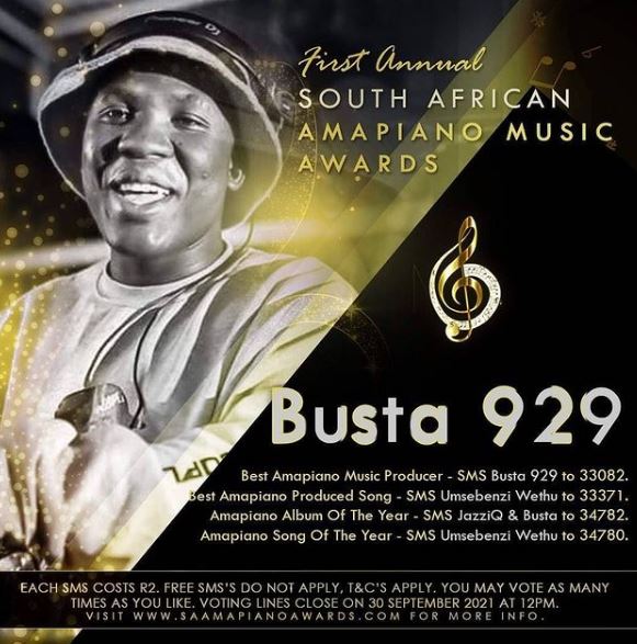 Busta 929 won First Annual South African Amapiano Music Award