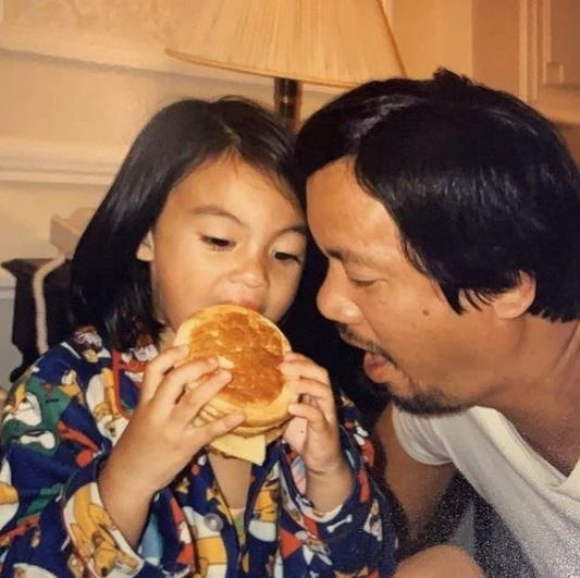 Childhood image of Dominique Cojuangco with her dad