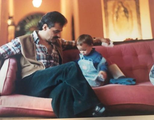 Childhood image of Zuria Vega with her dad