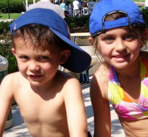 Childhood photo of Avery with her brother Jake