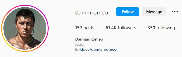 Damian's Instagram account