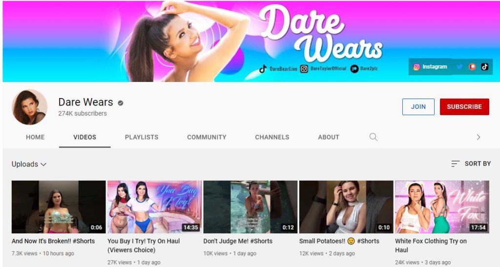Dare Taylor's Youtube channel