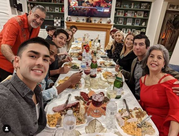 Diego Tinoco having dinner with family
