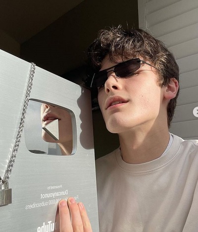 Duncan Joseph with his silver play button