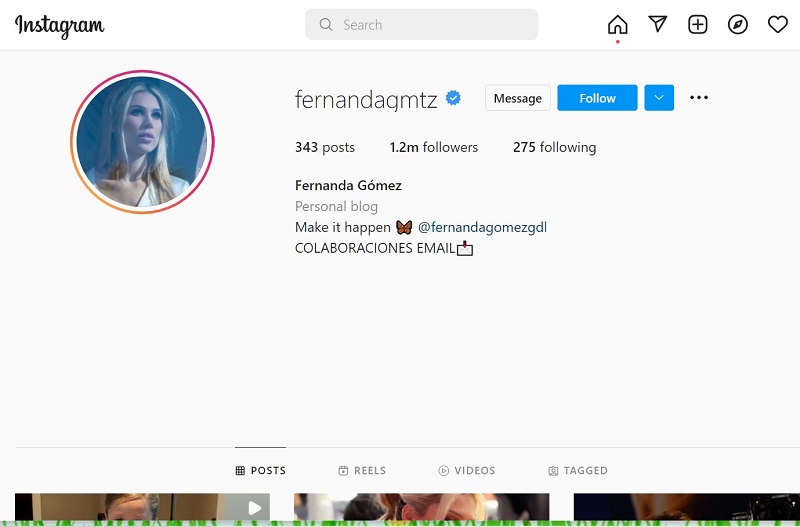 Fernanda Gomez Instagram account