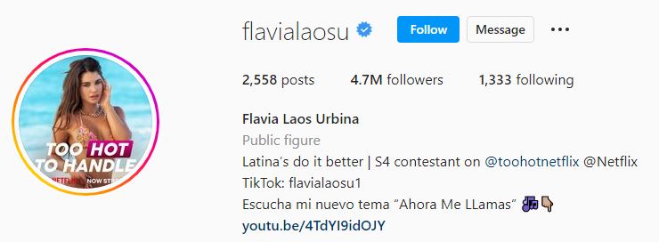 Flavia's Instagram account