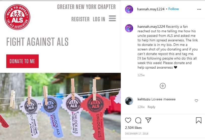 Hannah May supported ALS