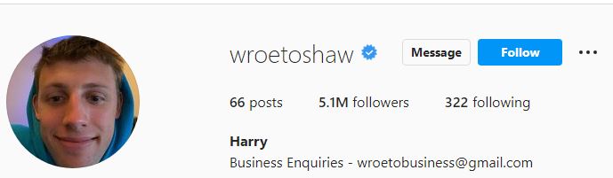 Harry's Instagram account