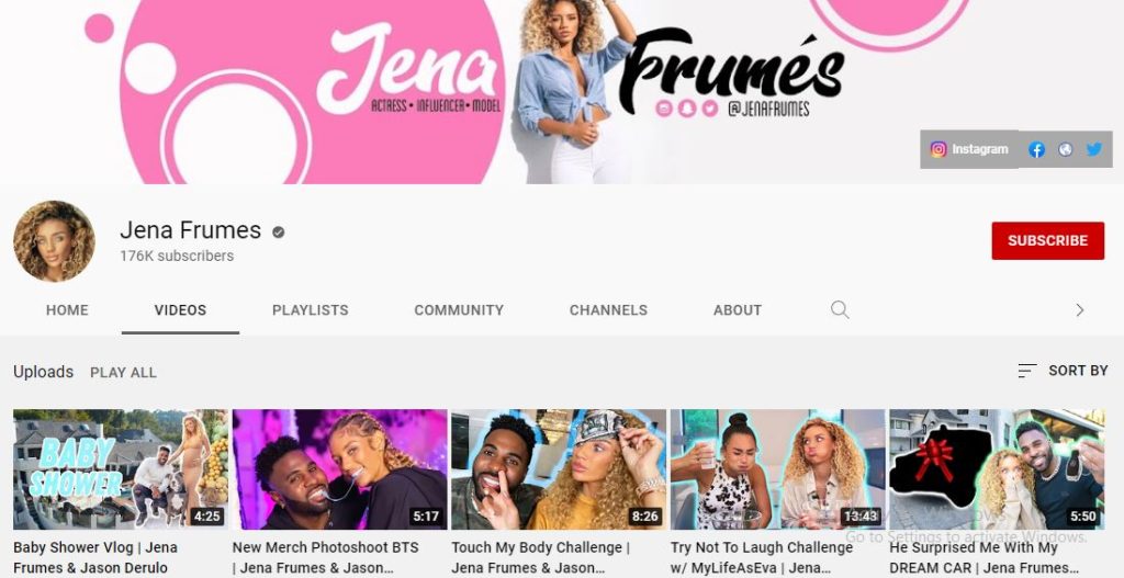 Jena Frumes Youtube channel