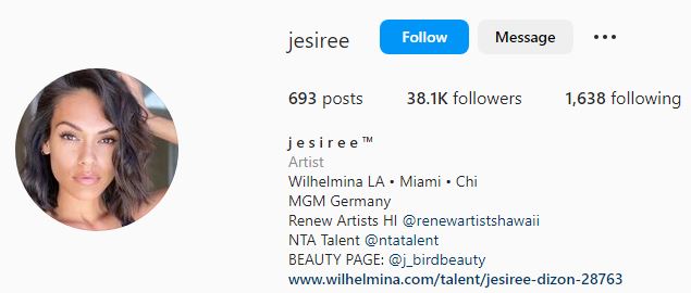 Jesiree's Instagram account