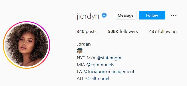 Jordan's Instagram account