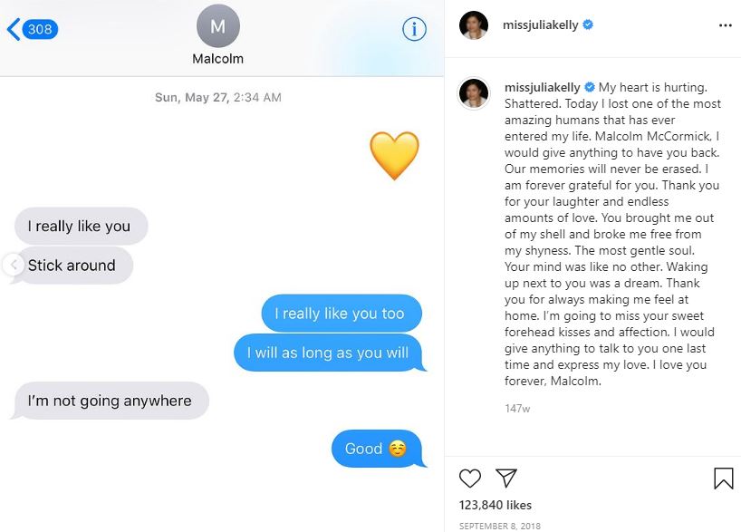 Julia Kelly chat screenshot with Mac Miller