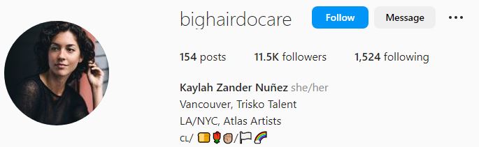 Kaylah's Instagram account