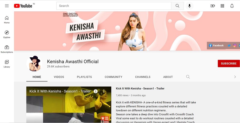Kenisha Awasthi YouTube channel