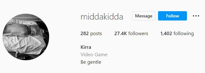 Kirra's Instagram account