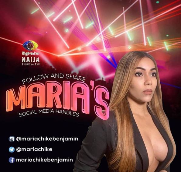 Maria BBNaija's social media profiles