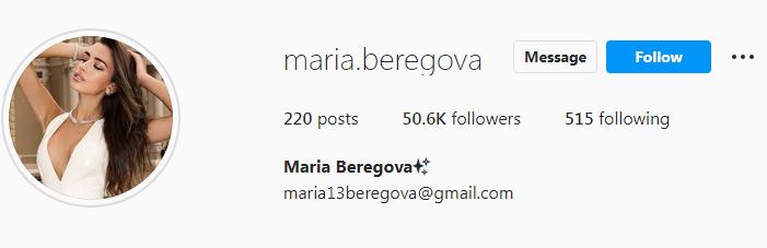 Maria's Instagram profile