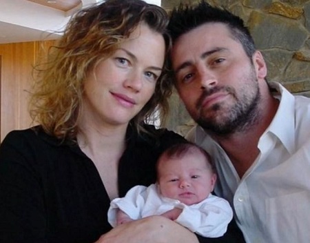 Marina Pearl LeBlanc photographed as a new-born with her parents Melissa McKnight and Matt LeBlanc