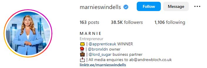 Marnie's Instagram account